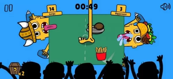 兩名玩家在《Tong: Food Fight》中嘗試舔食物品以進行競爭