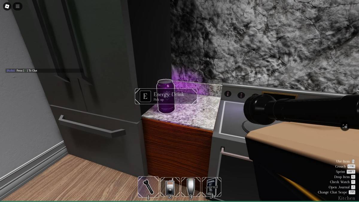 Energiedrank op een kast in Demonology Roblox -ervaring