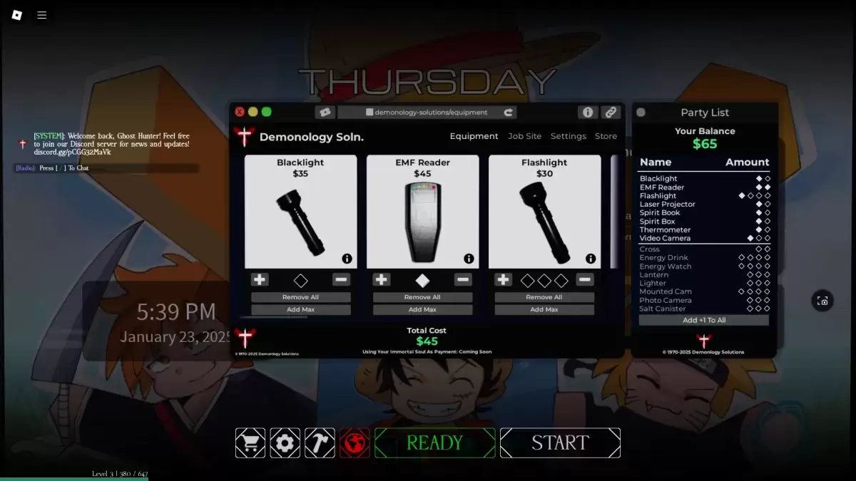Equipment Shop in Demonology Roblox Experience