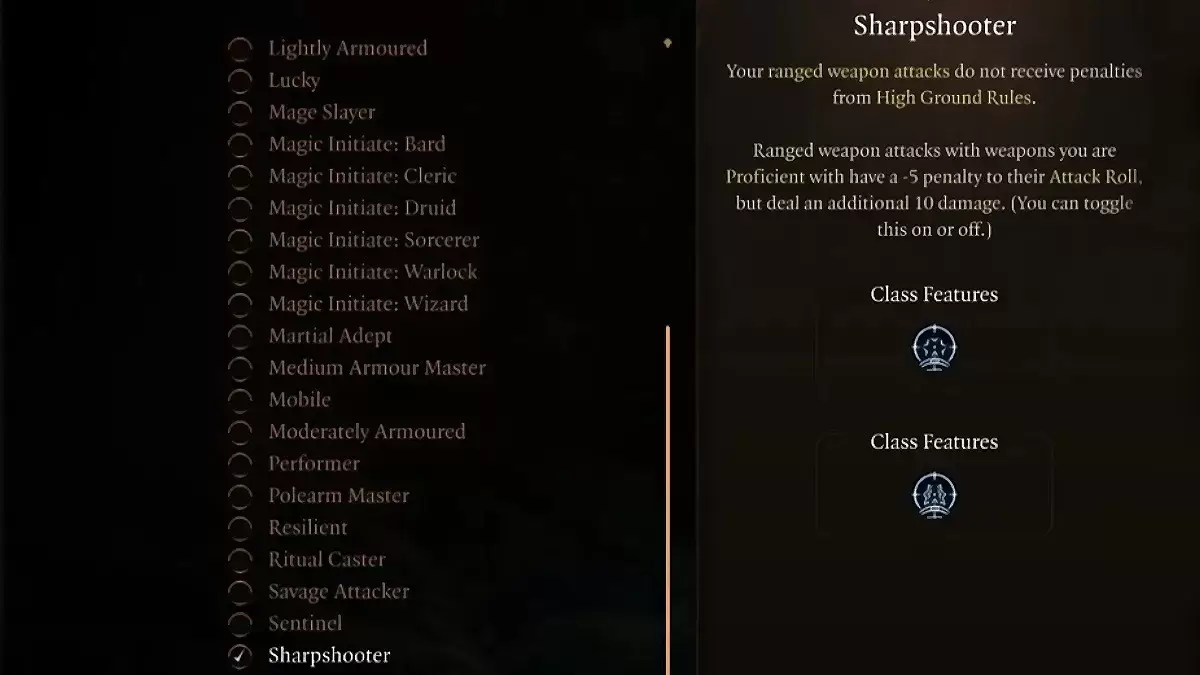 Feath do SharpShooter no portão de Baldur 3