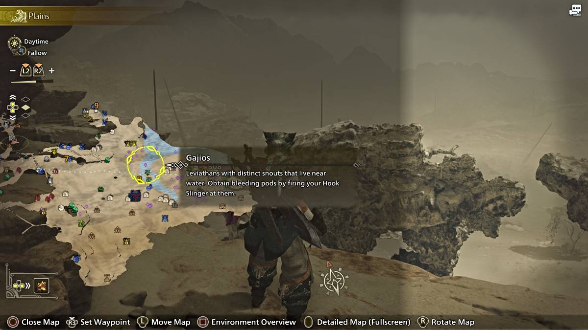 Gaijos在Monster Hunter Wilds的地圖上標記了