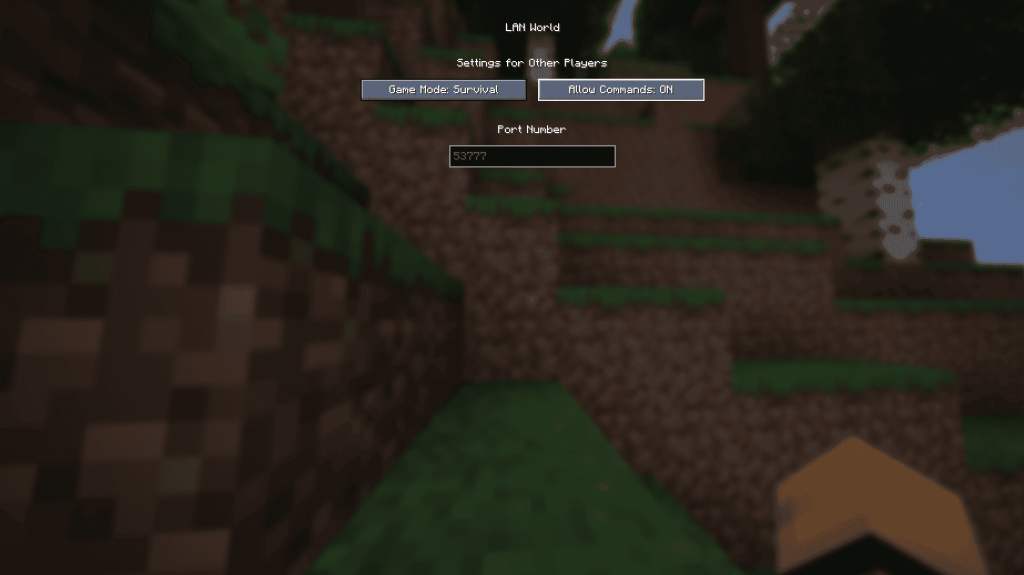 Minecraft dibuka ke LAN Skrin Java Edition