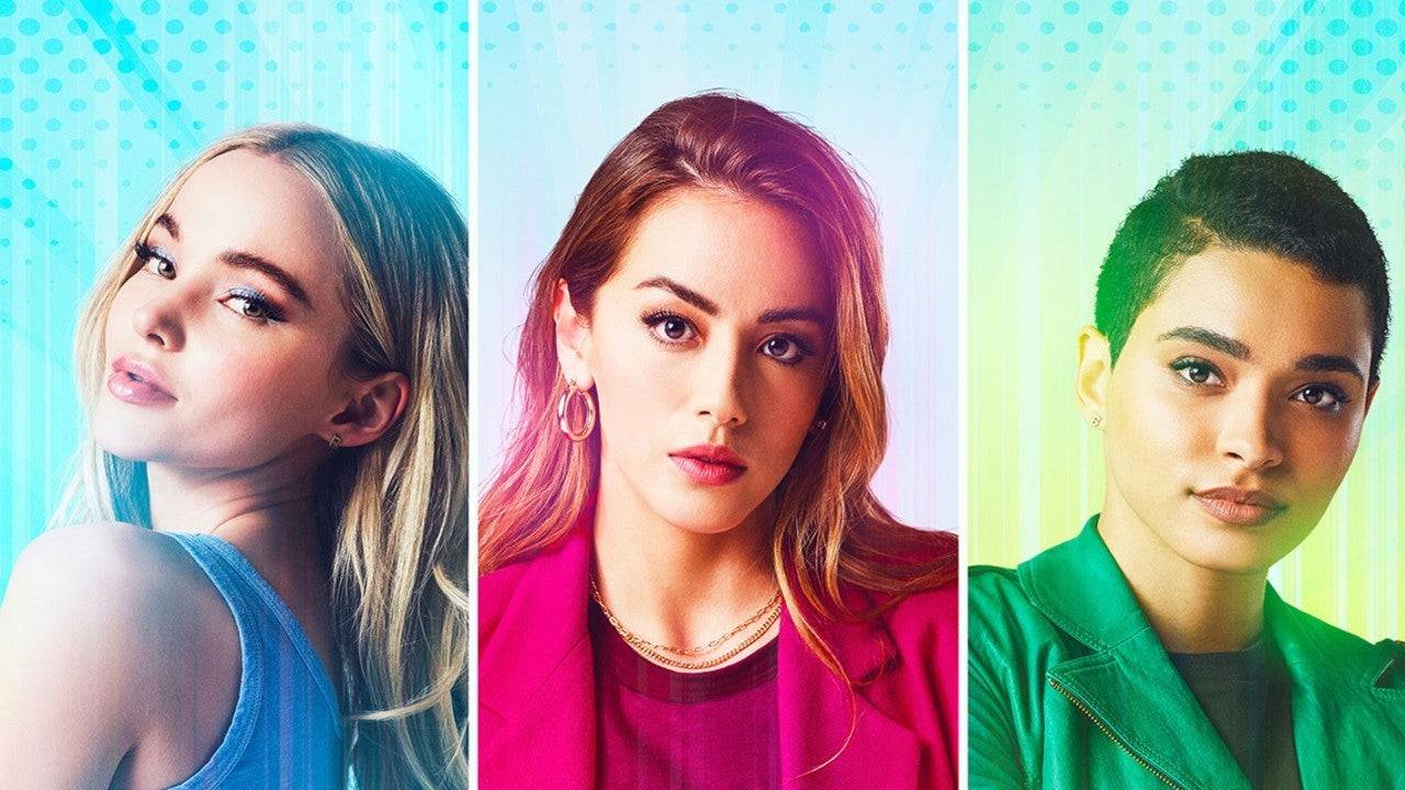 Images officielles des trois filles Powerpuff de l'effort en direct de CW: Dove Cameron, Chloe Bennet et Yana Perrault.