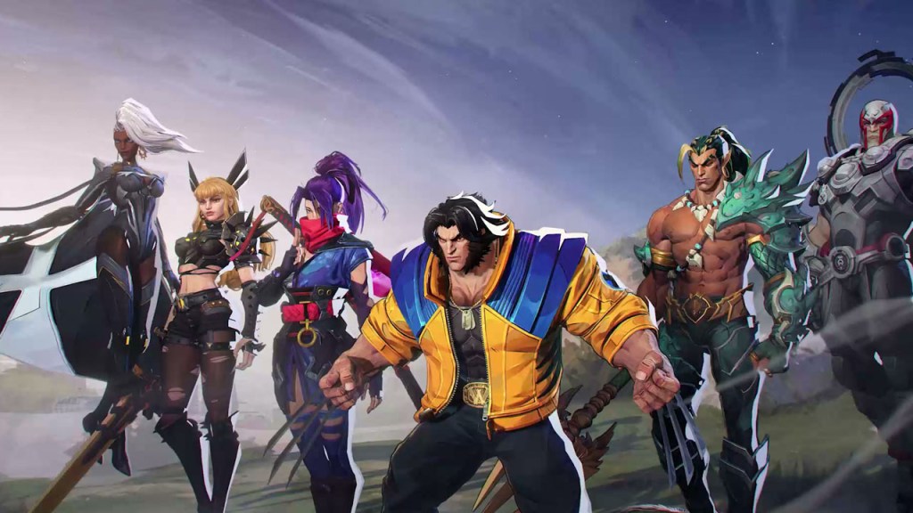 Marvel Rivals, die Charaktere, die bereit zum Kämpfen stehen, mit Wolverine in der Mitte im Rahmen eines Artikels, wie man Staffel 1 früh spielt.